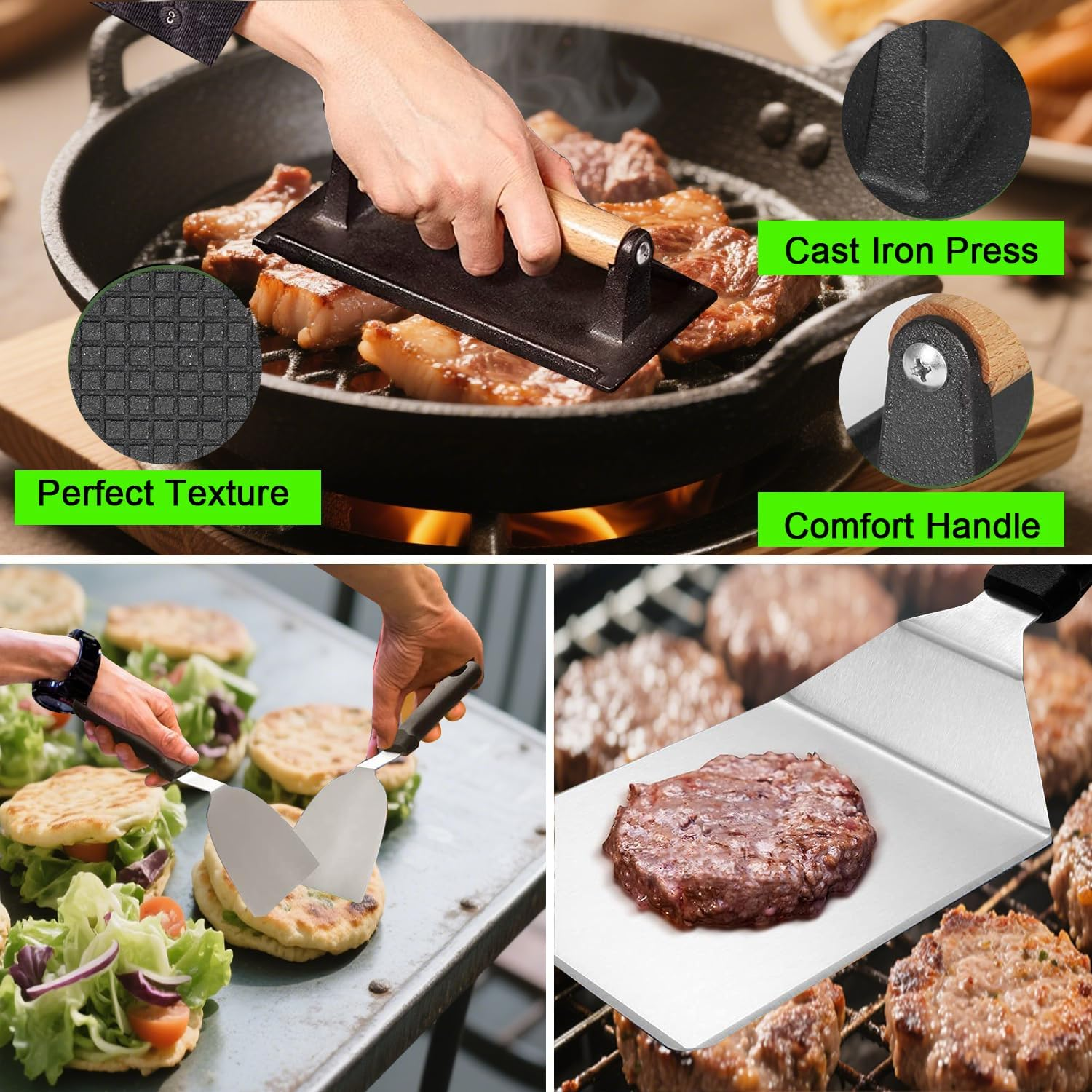 35PCS Griddle Accessories Kit, Flat Top Grill Accessories Set for Blackstone and Camp Chef, Grill Spatula Set with Enlarged Spatulas, Basting Cover, Scraper Tools for Outdoor Backyard Garden Barbecue image number 4