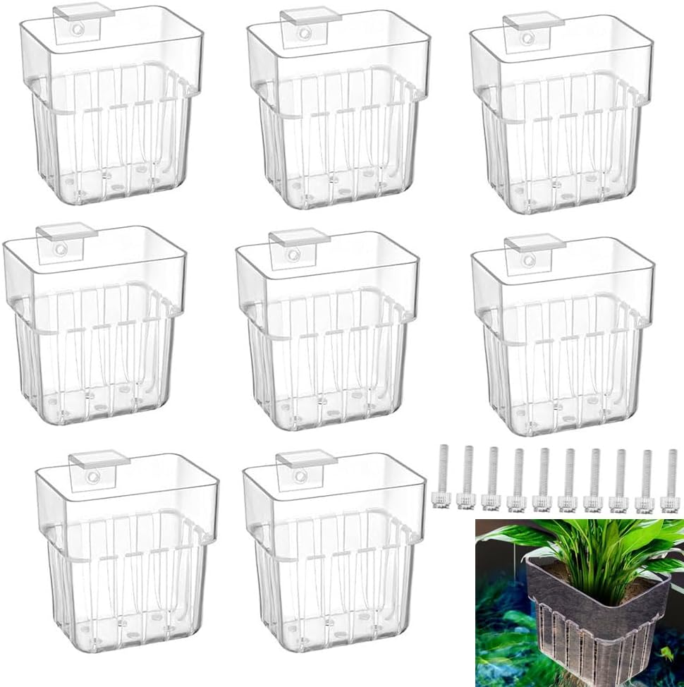 Esforzarse 8 Pcs Clear Aquarium Plant Holder with Hooks, Aquarium Plant Holders with Hooks, Top Hanging Designed Planter Cups, Ideal for Aquarium Plant Cultivation & Water Feature D&eacute;cor image number 2