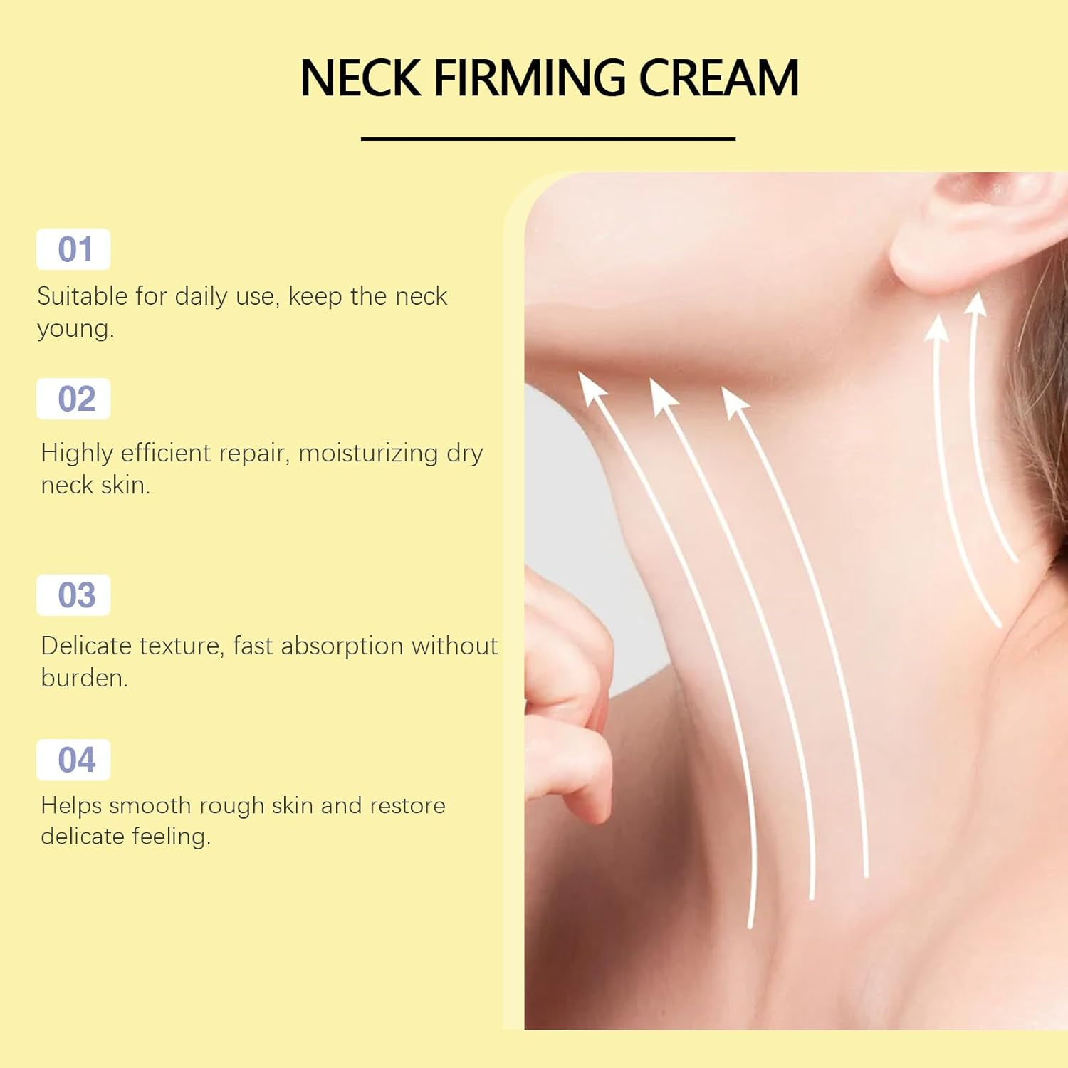 Neck Firming Cream for Tightening and Lifting, anti Aging Moisturizer with Retinol, Collagen, Vitamin C & E, Hexapeptide & Hyaluronic Acid, Reduces Wrinkles, Hydrates Face Neck & D&eacute;collet&eacute; (1Pcs) - 4Pcs image number 5
