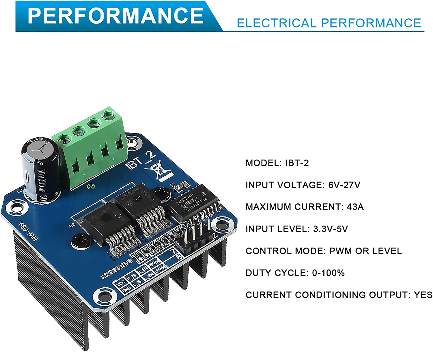 3Pcs BTS7960 43A H-Bridge High Power Motor Driver Module DIY Smart Car Current Diagnostic Current Limit