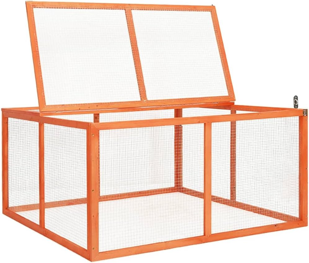 Rabbit Hutch Indoor Bunny Cage Wooden Rabbit House Bunny Hutch Rabbit Cage for Small to Medium Animals, Outdoor Farm Use, 124X120X60 Cm Solid Firwood