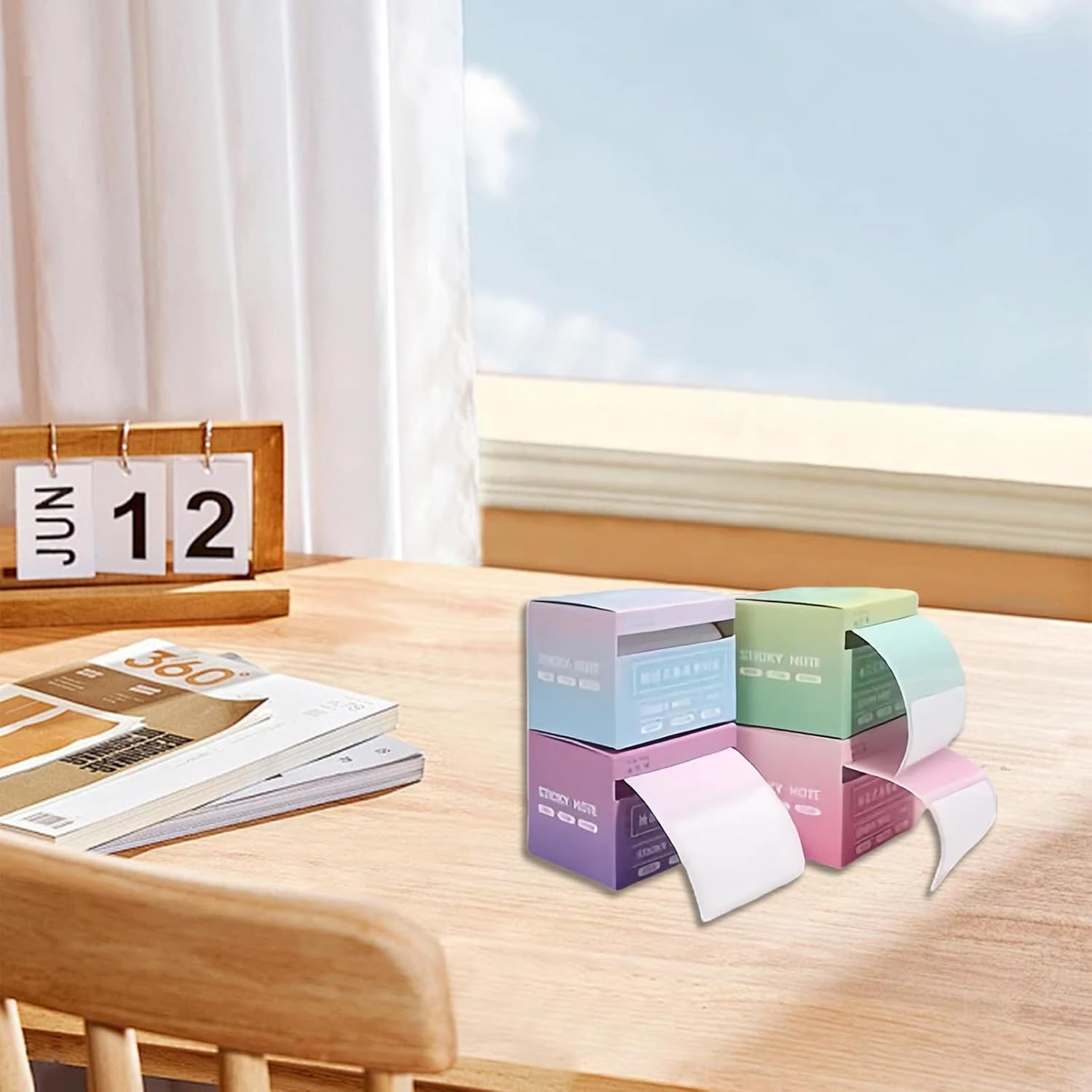 Fkereg 2 Pack Pull-Out Full Adhesive Sticky Notes Roll Tape 512 Sheets 8 Patterns, 1.8 X 2.5 Inch Cute Sticky Note Pads, Colorful Self-Stick Memo Paper Pad Label Stickers for Writing, Blue & Green image number 1