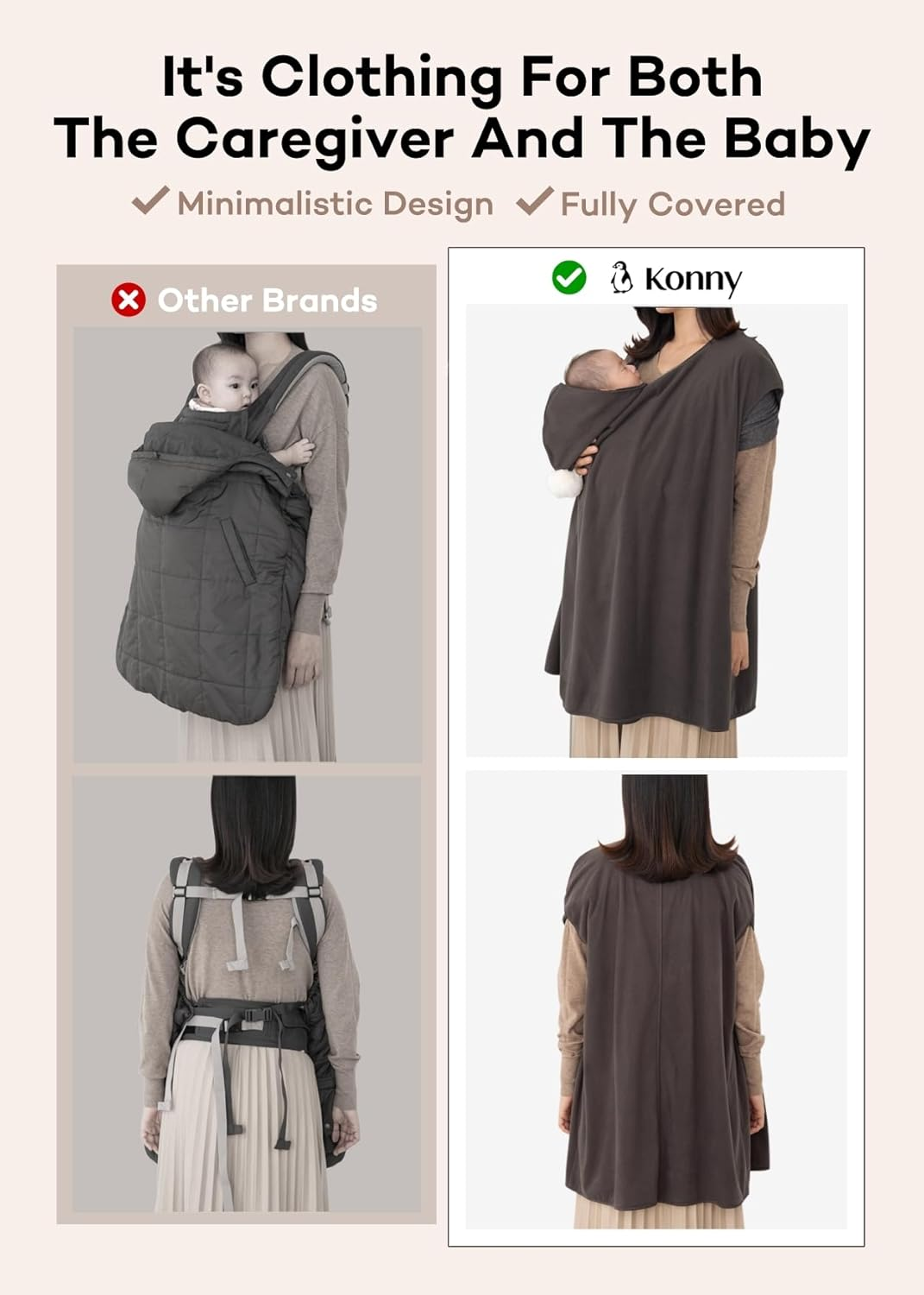 Konny Baby Carrier Winter Cover, Women'S Fleece Jacket, Maternity Coat, Nursing Hoodie(Black, Free Size) image number 4