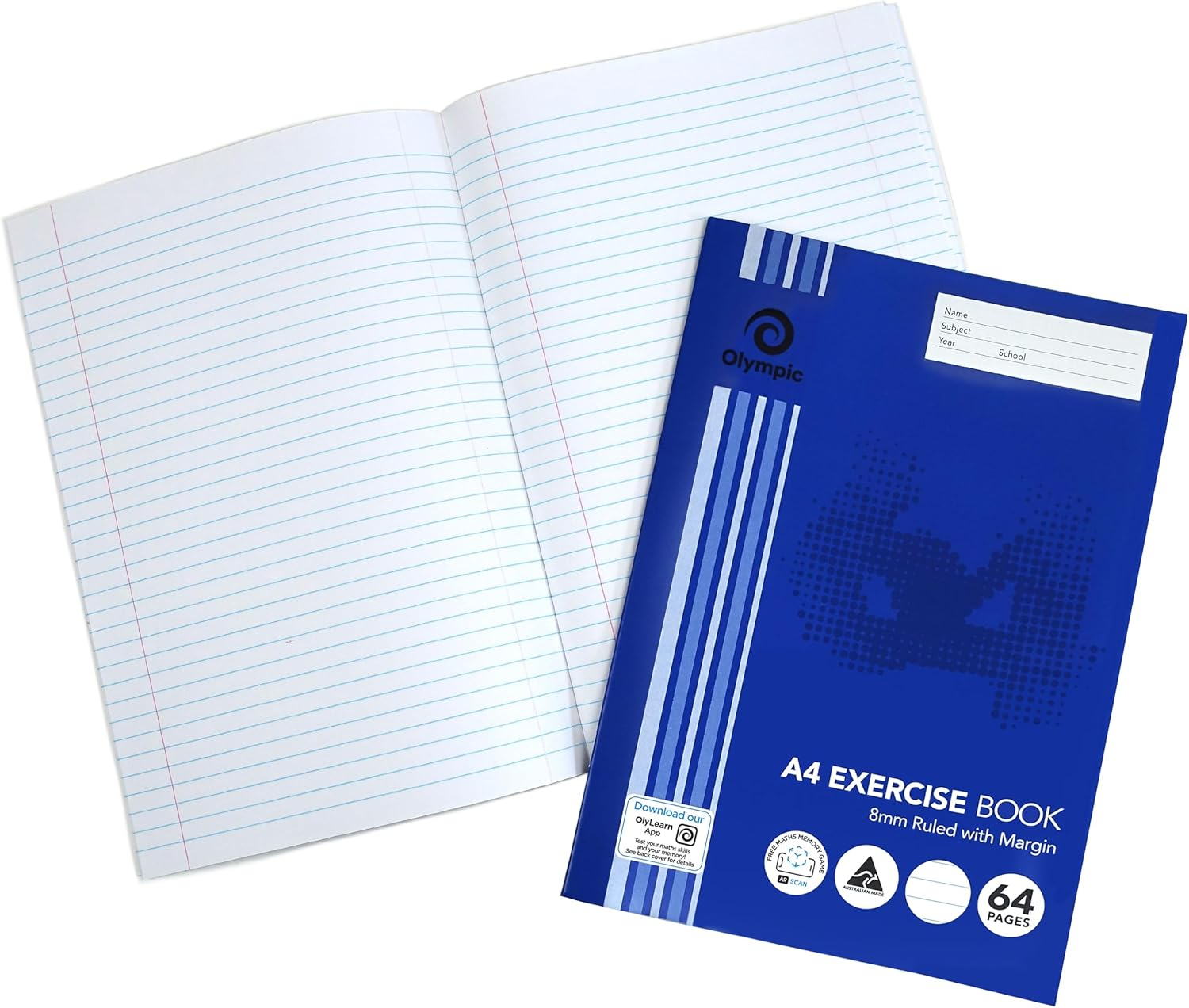Olympic, Exercise Book A4, 8Mm Ruled with Red Margin, 64 Pages image number 2