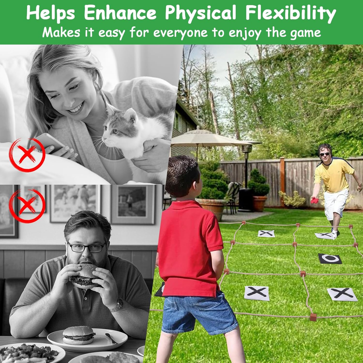 Gugxiom Giant Tic Tac Toe Outdoor Game, Large Tic Tac Toe Game, Bean Bag Toss Game, No Assembly, for Backyard, Lawn, Outdoor Camping image number 5