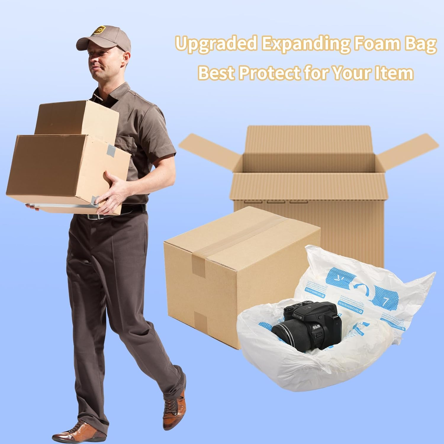 8 Pcs 14&rdquo;X16&rdquo; Expanding Foam Packaging for PC & Irregular-Shaped Items - Shockproof Expandable Packing Foam, Protective Computer Shipping Material for Electronics & Fragile Devices image number 2