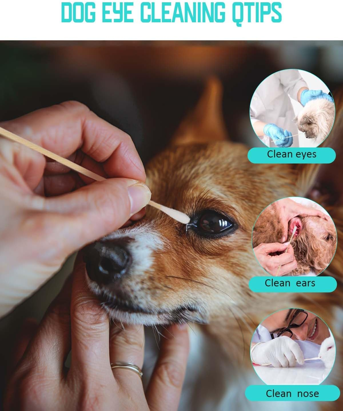 Dog Ear Cleaning Swabs 6 Inch &ndash; Long Bamboo Cotton Tips for Pet Ear Care, Cat & Puppy Ear Cleaning, Lint-Free Absorbent Swabs for Bath Aftercare & Outdoor Hygiene, 400Pcs with Resealable Box image number 3