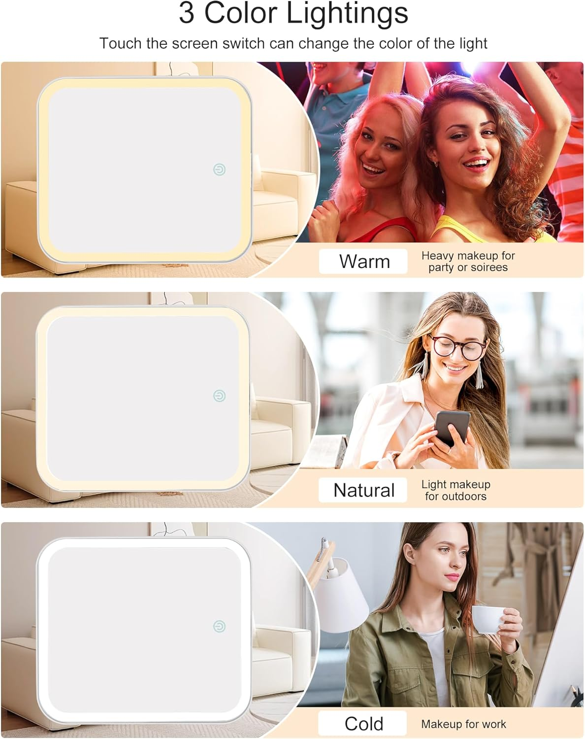 Travel Makeup Bag with LED Mirror, Cosmetic Train Case with Light up Mirror, Portable Makeup Artist Organizer Bag with Adjustable Dividers, Makeup Brush Holder Storage, Black image number 6