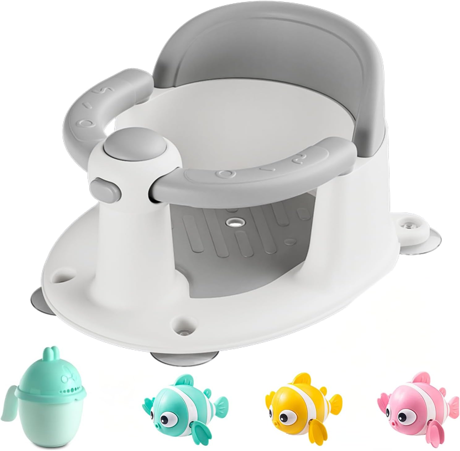 Baby Bath Seat for Babies 6 Months & Up, Non-Slip Toddler Bath Seats for Babies Sitting Up, Safe Infant & Newborn Bathtub Chair with 4 Suction Cups & Soft Cushion for Shower (Cloudy Grey) - Baby Pink image number 2