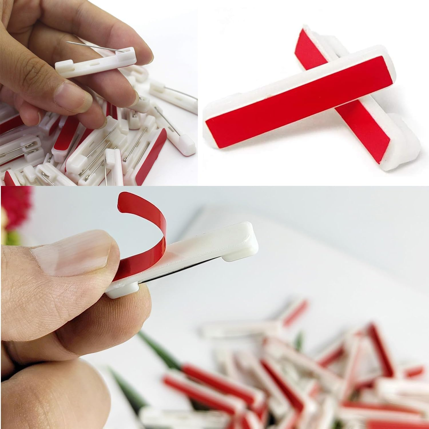 Paifeancodill Safety Pin Bar with Adhesive, 50 Pcs Badge Pin Backs Name Tag Pinswhite Adhesive Safety Pins Back Adhesive Bar Pins for ID Badge Crafting Parts Back Safety Bar Pins Best Name Tag Pins image number 3