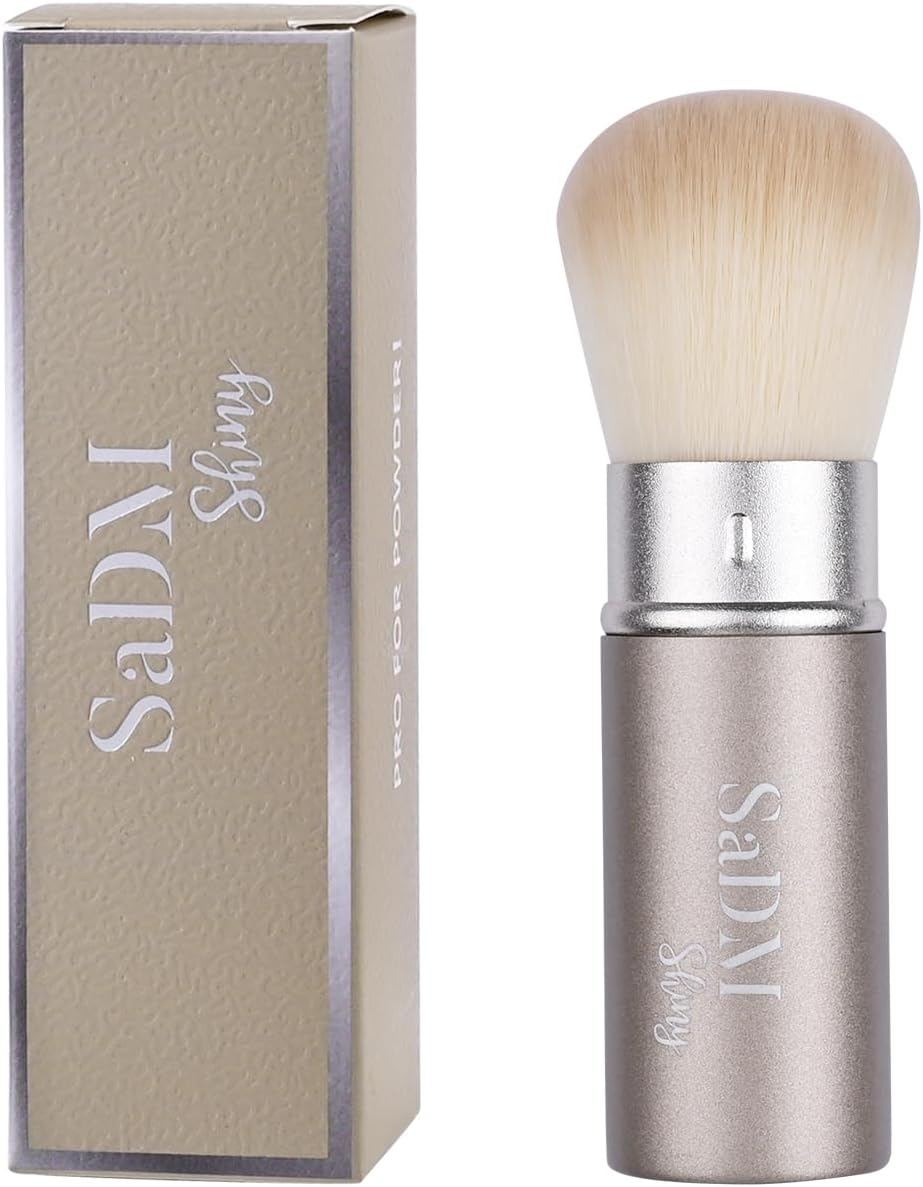 Retractable Kabuki Makeup Brush - Blender Brush for Powder, Cream, Liquid Foundation, Sunscreen, Blush Blending & Bronzer - Professional Make up Brush - Full Face Makeup Brush - Vegan & Cruelty Free image number 1