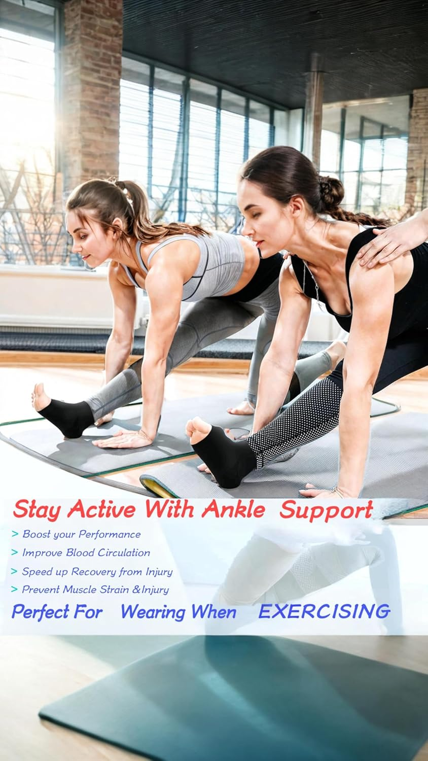 Honwor 3 Pairs of Pain-Relieving Compression Socks for Neuropathy, Ankle Support, Tendonitis, and Plantar Fasciitis - Brace for Women and Men, Size L-XL, Color: Black