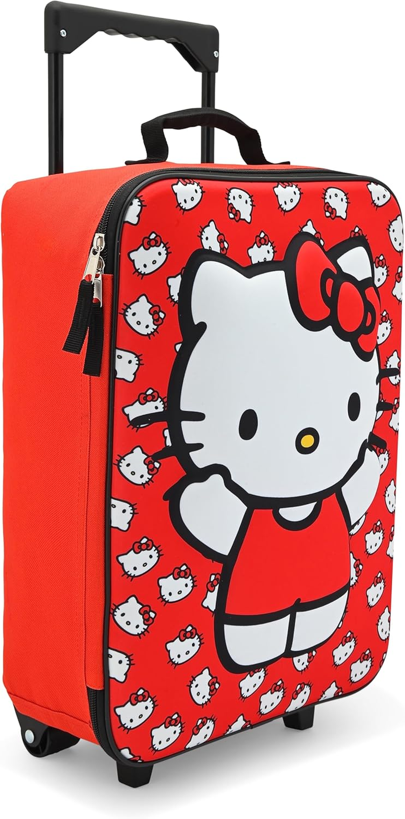 Fast Forward Hello Kitty 16" Soft Luggage - Cute & Durable Carry-On Suitcase for Travel, Kids Suitcase, 16" Soft Luggage, Pink, White, Hello Kitty Print, Easy-Glide Wheels, Retractable Handle