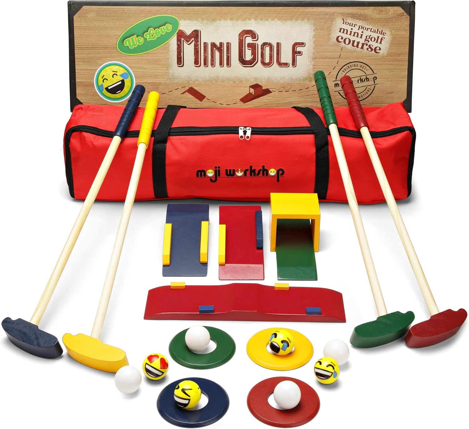 Moji Workshop Wooden Kids Golf Set - Quality Crazy Golf and Mini Golf Set - Wooden Toys for Indoor-, Outdoor- and Garden Games image number 5