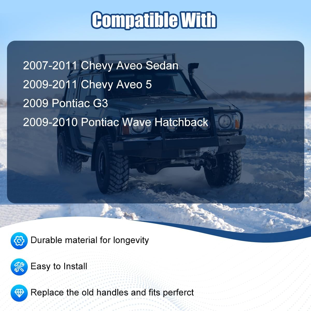 NPAUTO Interior inside Door Handle Replacement, Automotive Replacement Parts for Chevy Aveo 2007 2008 2009 2010 2011, Pontiac G3 Wave, Chrome Front Rear Left Right Driver Passenger Side Pair