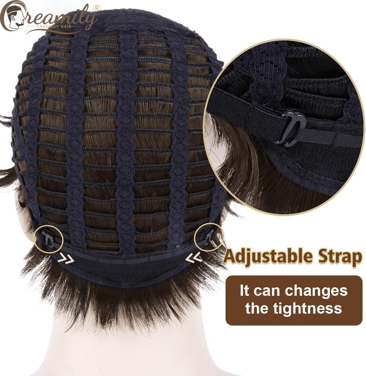 Creamily Mens Wigs Short Light Brown Wig Synthetic Heat Resistant Natural Halloween Cosplay Hair Wig for Male