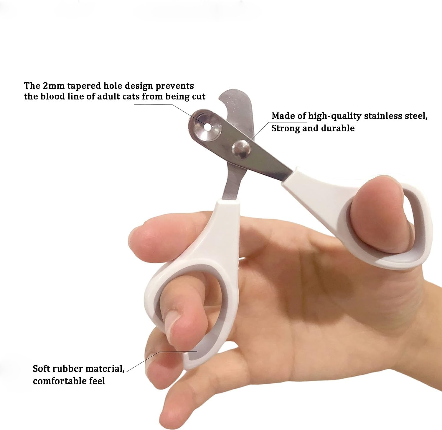 Cat Nail Clippers, Guillotine Type, Avoid Over-Cutting, Grooming Tool (White)