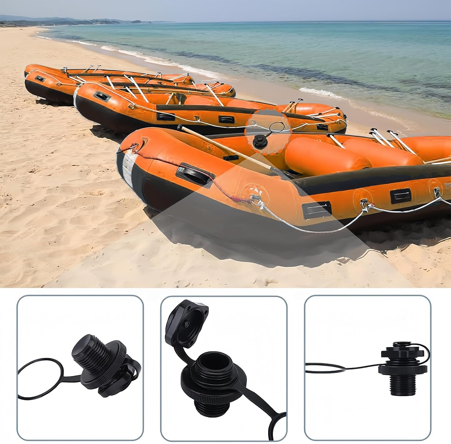 2PCS Inflatable Boat Air Valve Replacement &ndash; One-Way Leakproof Spiral Screw Plug for Dinghy, Raft, Kayak, Boston Valve Design image number 2