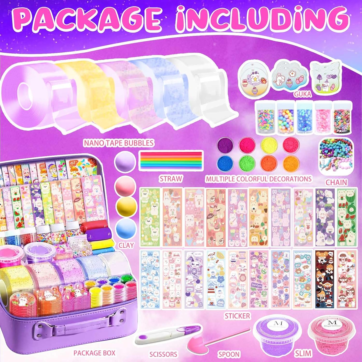 Jimcii Nano Tape Bubble Kit for Kids with Cute Bag, Nano Tape Squishy Maker Kit, Nano Tape Bubbles, Nano Bubble Tape Kit image number 1