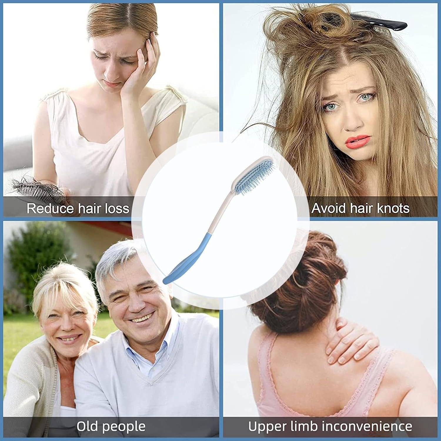 Xvilmaun Long Handled Cow Comb - Gentle Multifunctional Long Handled Comb,Beautiful Elegant Long Handle Hair Brush for Women image number 5