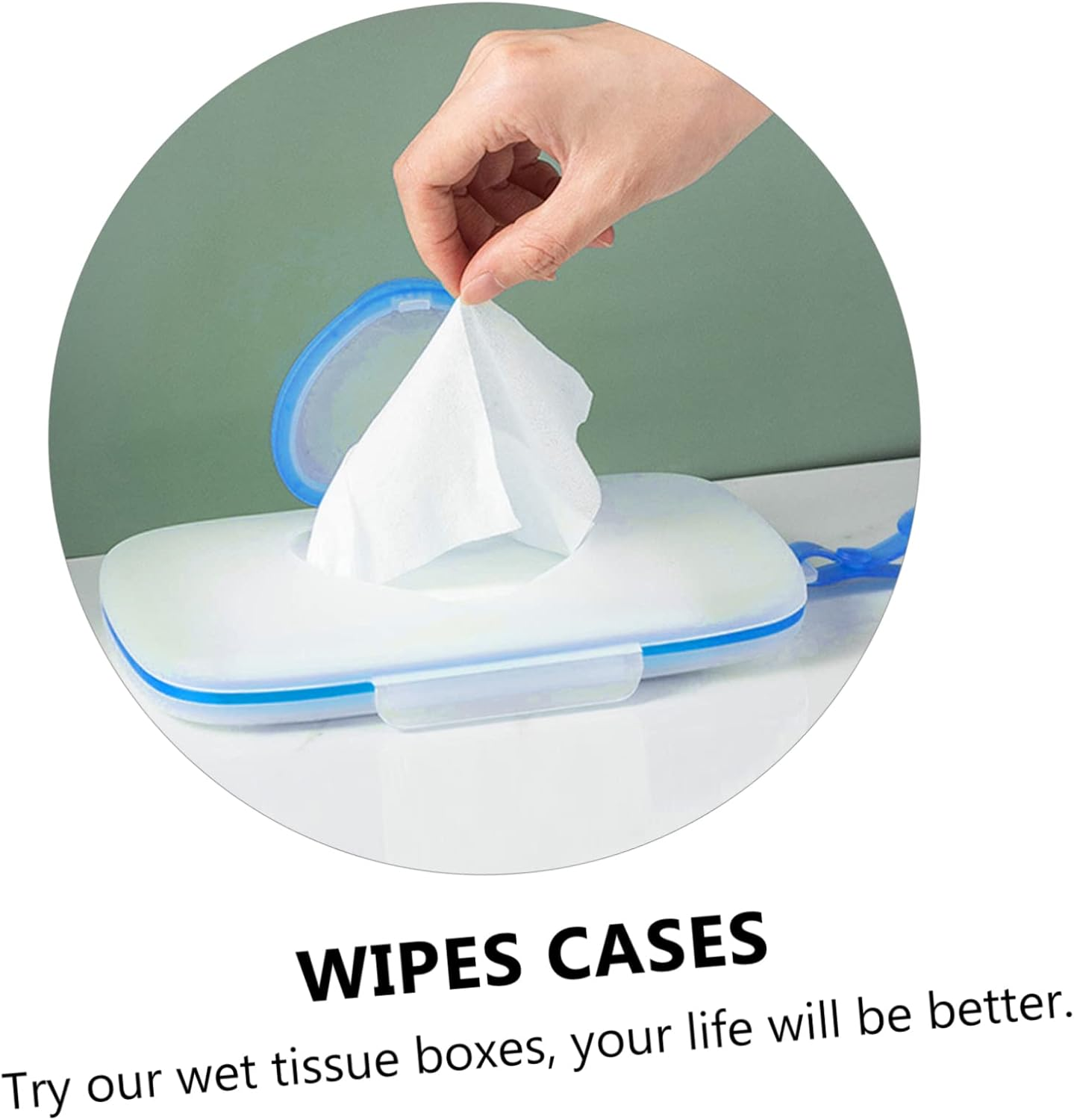 BESTYASH 1Pc Portable Hanging Wet Tissue Box Travel Friendly Wipes Holder for Stroller Crib and High Chair with Moisture Locking Seal for Outdoor Use