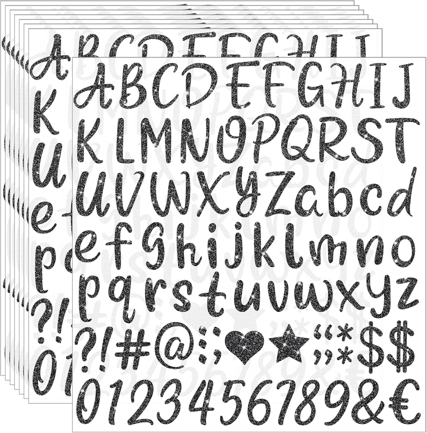 648Pcs Letter Stickers 8 Sheets Alphabet Stickers, 1 Inch Vinyl, Glitter, Self-Adhesive, Waterproof ABC, Number, Graduation Cap, Water Bottles, Scrapbook Crafts (8, Gold)