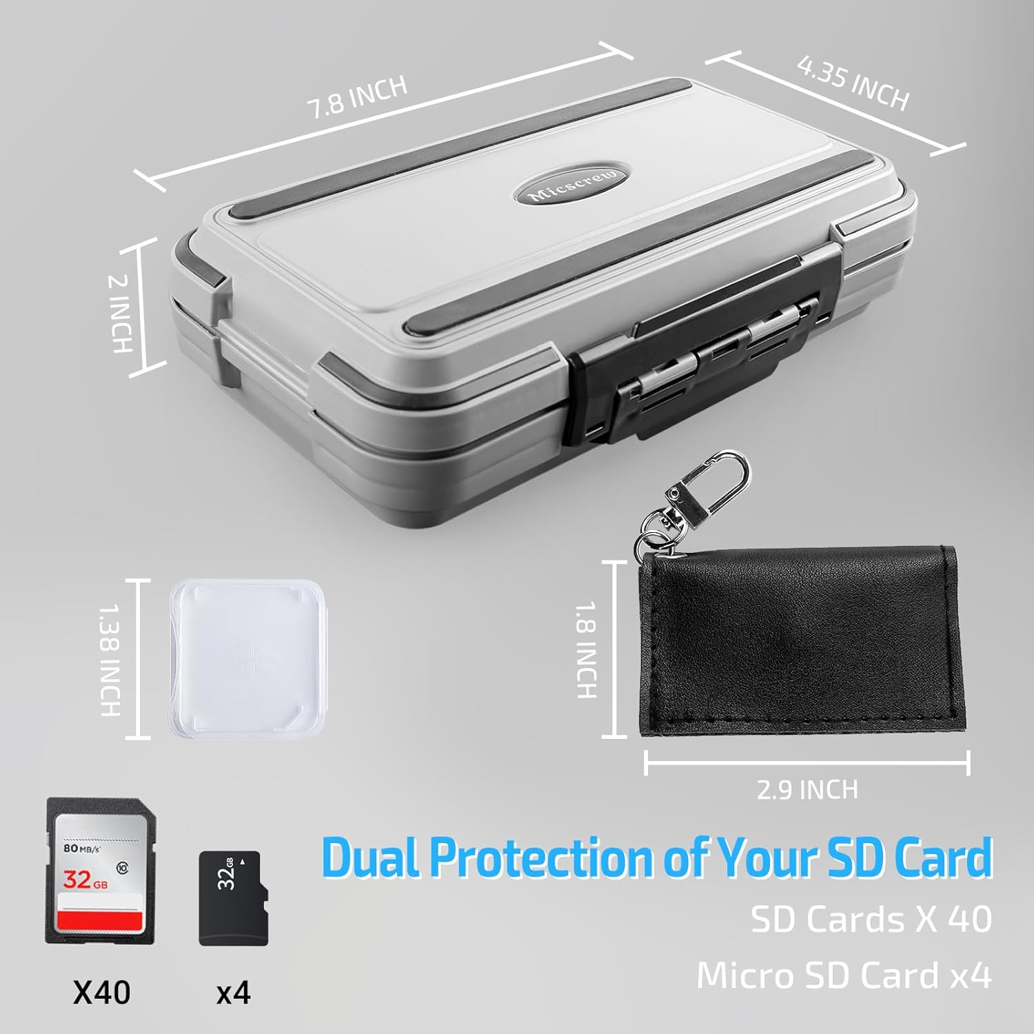 Micscrew 36-Slot SD Card Holder Case | Waterproof Memory Card Organiser with 36 Clear Holders & 40 Labels | Storage Protector for SD/SDHC/SDXC/TF Cards - Black image number 3