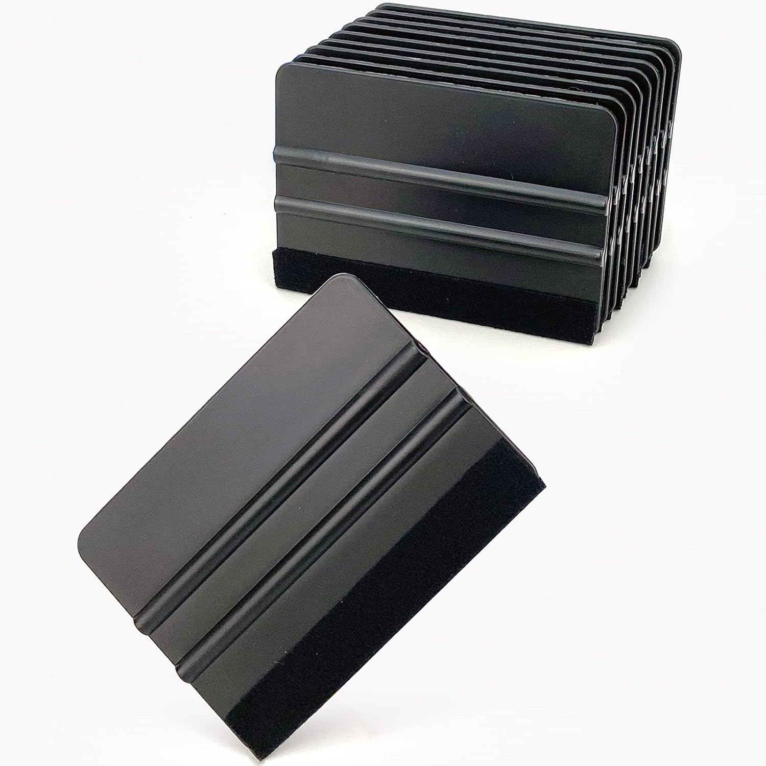 Ccyanzi 4Inch Vinyl Squeegee Tool Window Film Squeegee Decal Scraper Sign-Making Graphic Wallpaper Application, Felt Edge Protection Prevents Scratches - 10Piece Blue