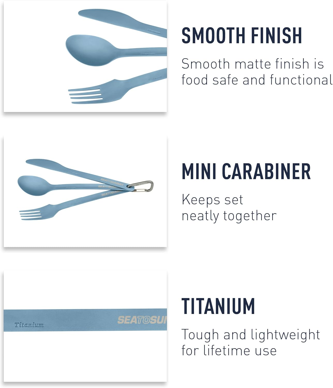 Sea to Summit Titanium Cutlery 3-Piece Set, Silver image number 6