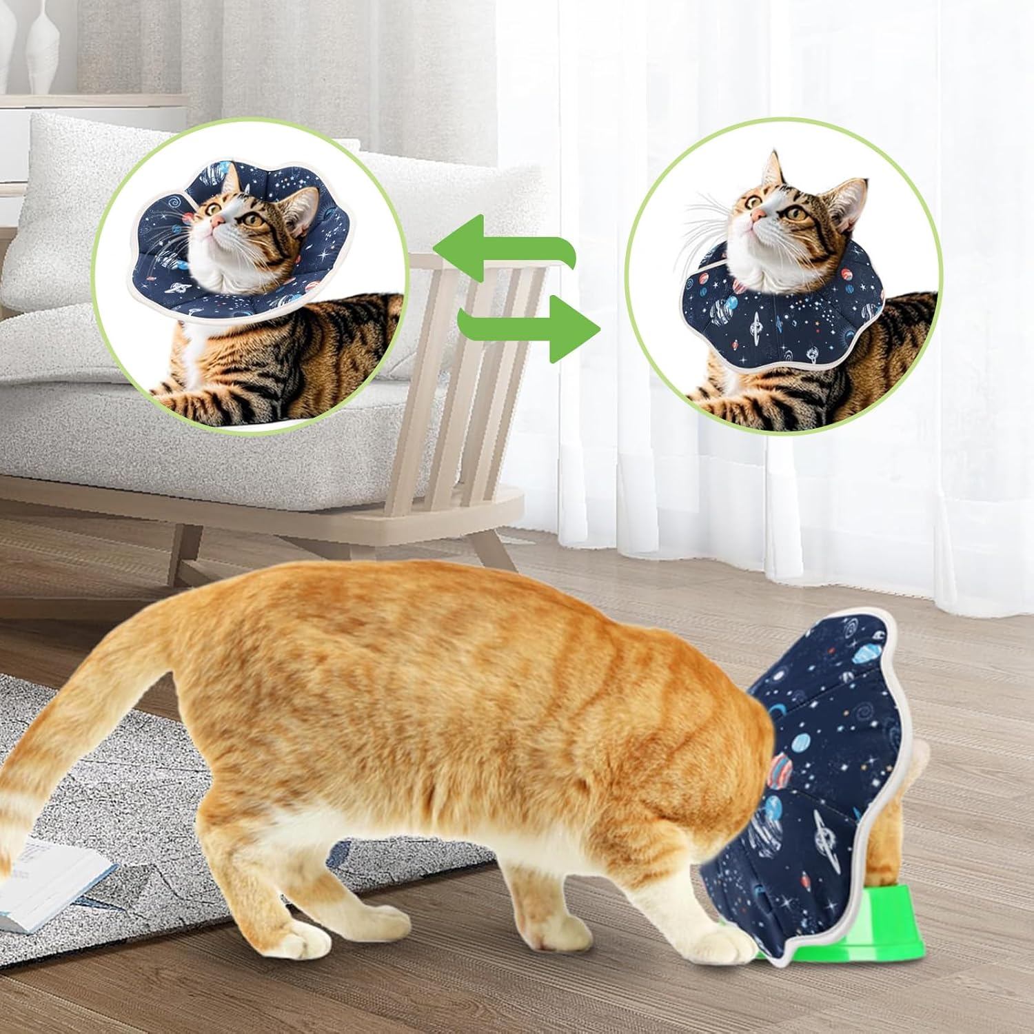 Velmoriah Cat Cone Collar Soft, Adjustable Cat Recovery Collar to Stop Licking, Protective Pet Cone Collar after Surgery for Cats (S) image number 4