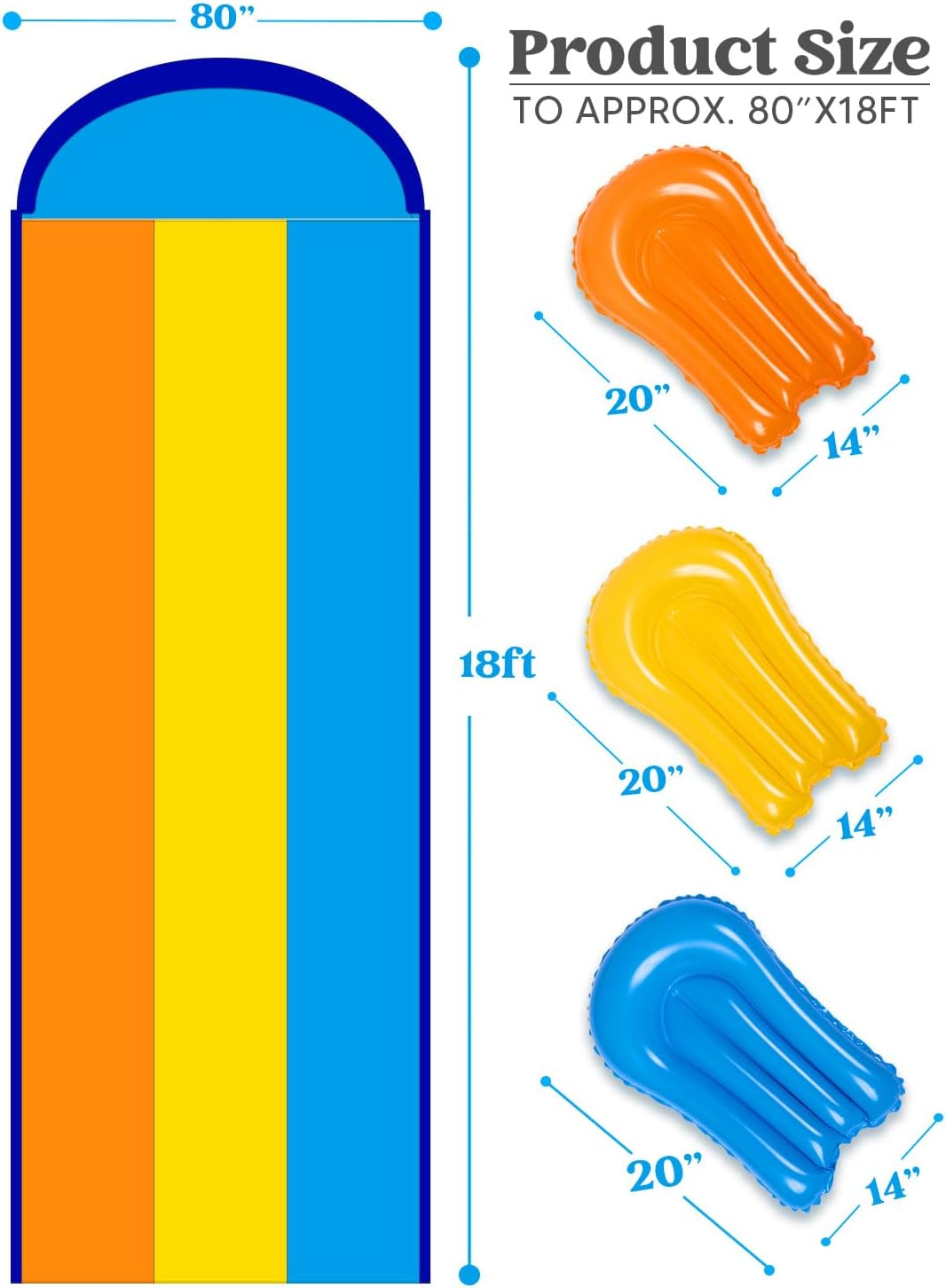 Sloosh Triple Water Slide with 3 Bodyboards, 18FT Lawn Water Splash Slip and Slide Summer Toy Splash Pad with Build in Advanced Sprinkler for Kids Adults Backyard Summer Water Fun image number 1