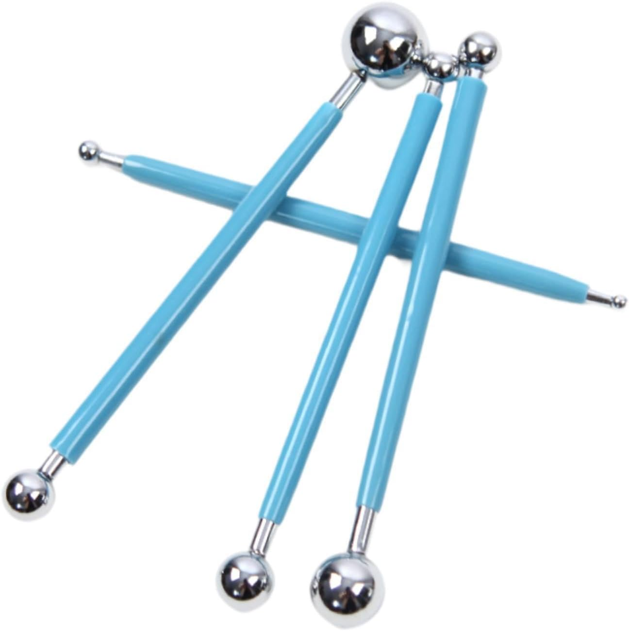 Yuksok 4Pcs Ball Stylus Dotting Tools Ball Stylus Embossing Pattern Ceramics Sculpture Modeling Tool Double Head Clay Tools, Red