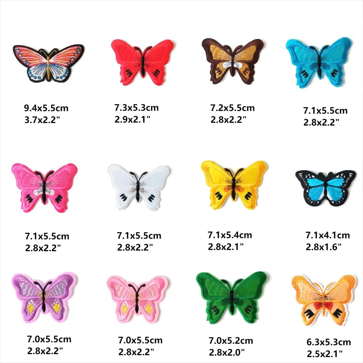 12 Pieces Butterfly Iron on Patches,Multicolor Embroidered Motif Applique Sew on Patch for DIY Jeans, Jacket, Kid'S Clothing,Bag,Cap, Arts Craft Sew Making Decoration