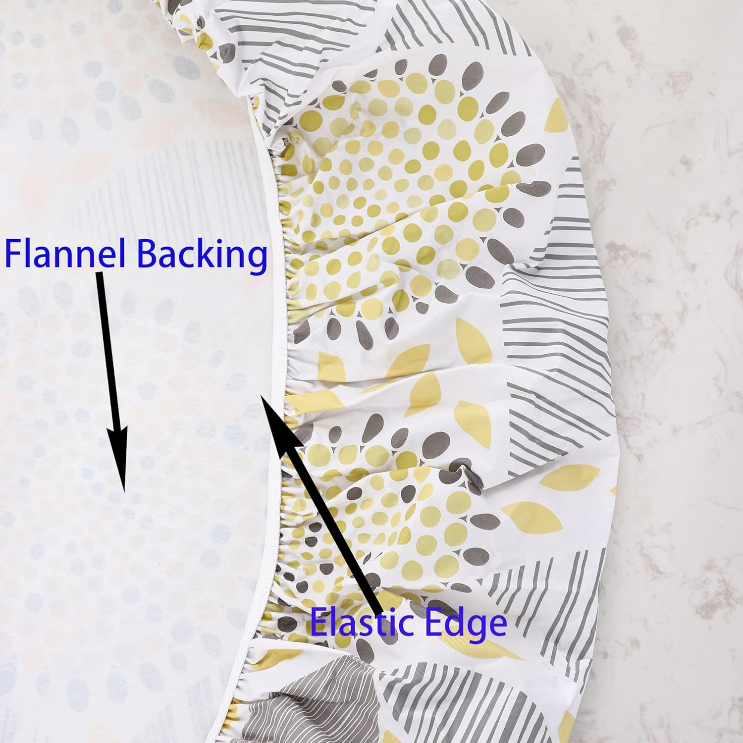 Walrus round Vinyl Fitted Tablecloth with Flannel Backing Elastic Edge Design Table Cover Waterproof Oil-Proof Wipeable PVC Table Cloth (Floral, Large round Fits Table up 45/ -56/ Diameter) image number 6