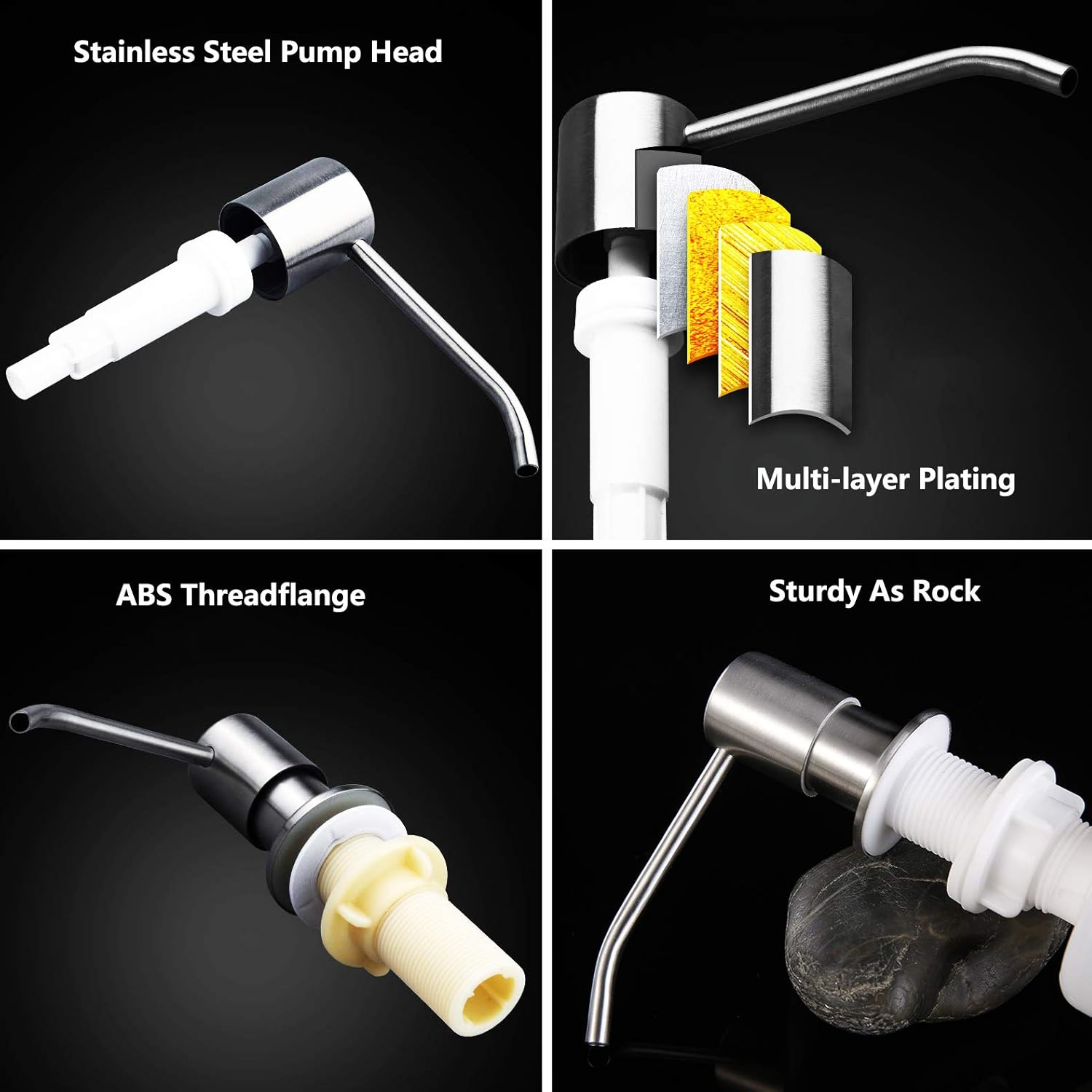 Soap Dispenser for Kitchen Sink Built in Countertop Soap Dispenser Pump Head with 46" Extension Tube Kit (Silver) image number 2