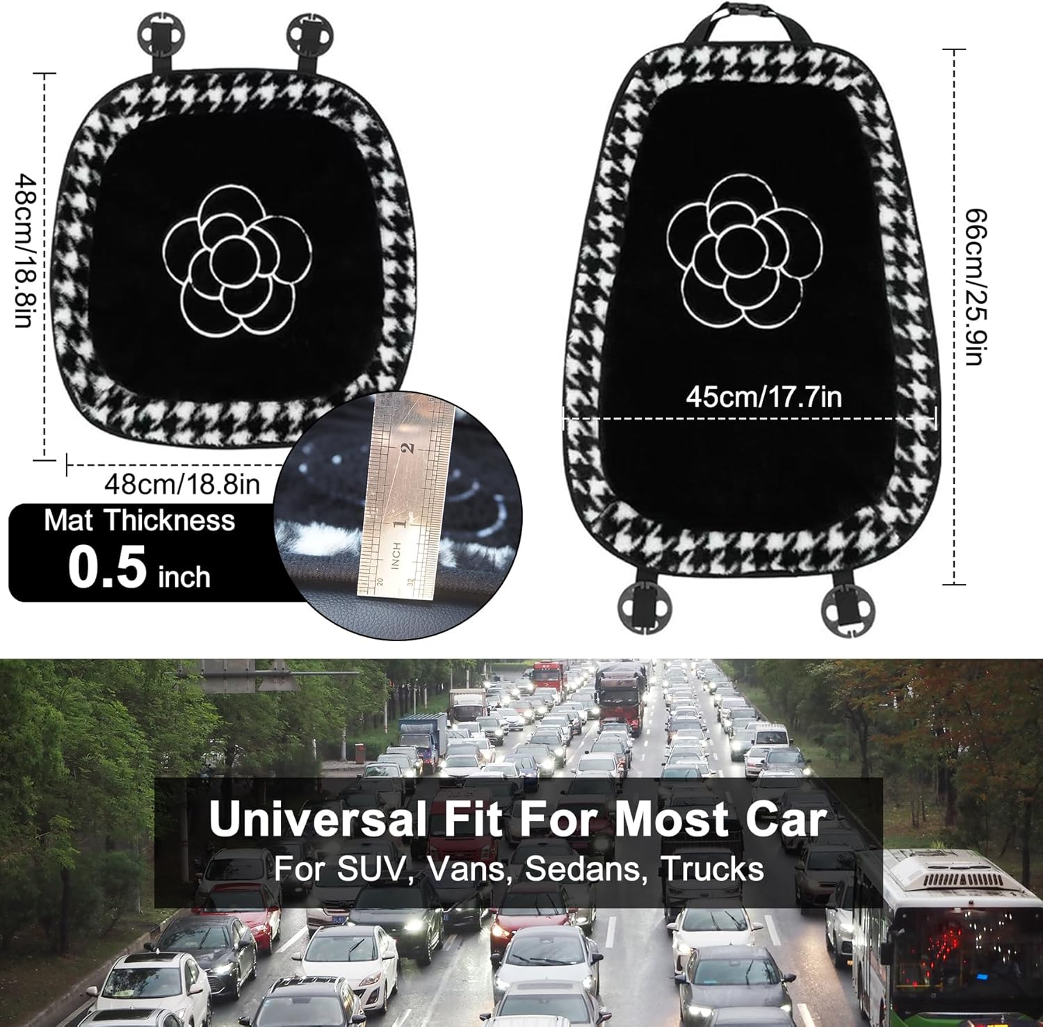 Car Front Seat Covers Protectors 2Pcs Seat Cushion Mat, Universal Fit, Anti-Slip Soft Padded Car Interior Covers for Automotive, SUV, Truck, and Van image number 2