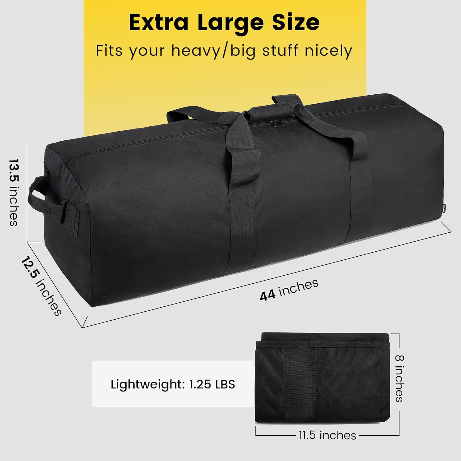 Vorspack Duffle Bag for Travel - 120L/180L Extra Large Duffel Bag for Men Foldable Camping Bag for Storage Weekender Bag Gear Bag for Overnight Tent Sports Moving, Black, 120L, Duffel, Black, 120L image number 4
