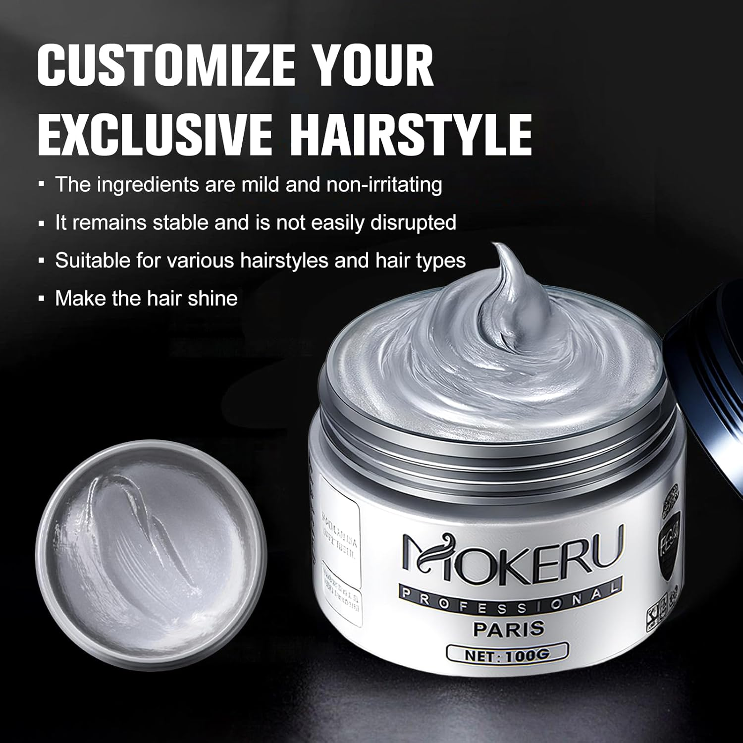 Men'S Hair Styling Clay，Strong Hold Styling Wax，Waterproof Base，Matte Texture，Perm Styling Agent for Men，Scented image number 2