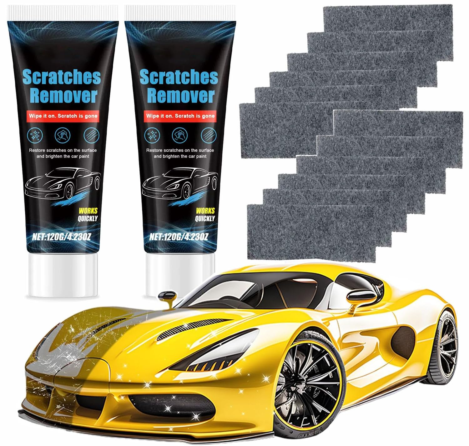 2 Pack Nano Sparkle Cloth Car Scratch Remover, Magic Wipes Cleaning Cloth Car Scratch Repair Paste- Easy to Repair Paint Scratches, Removes Swirls & Water Spots image number 5