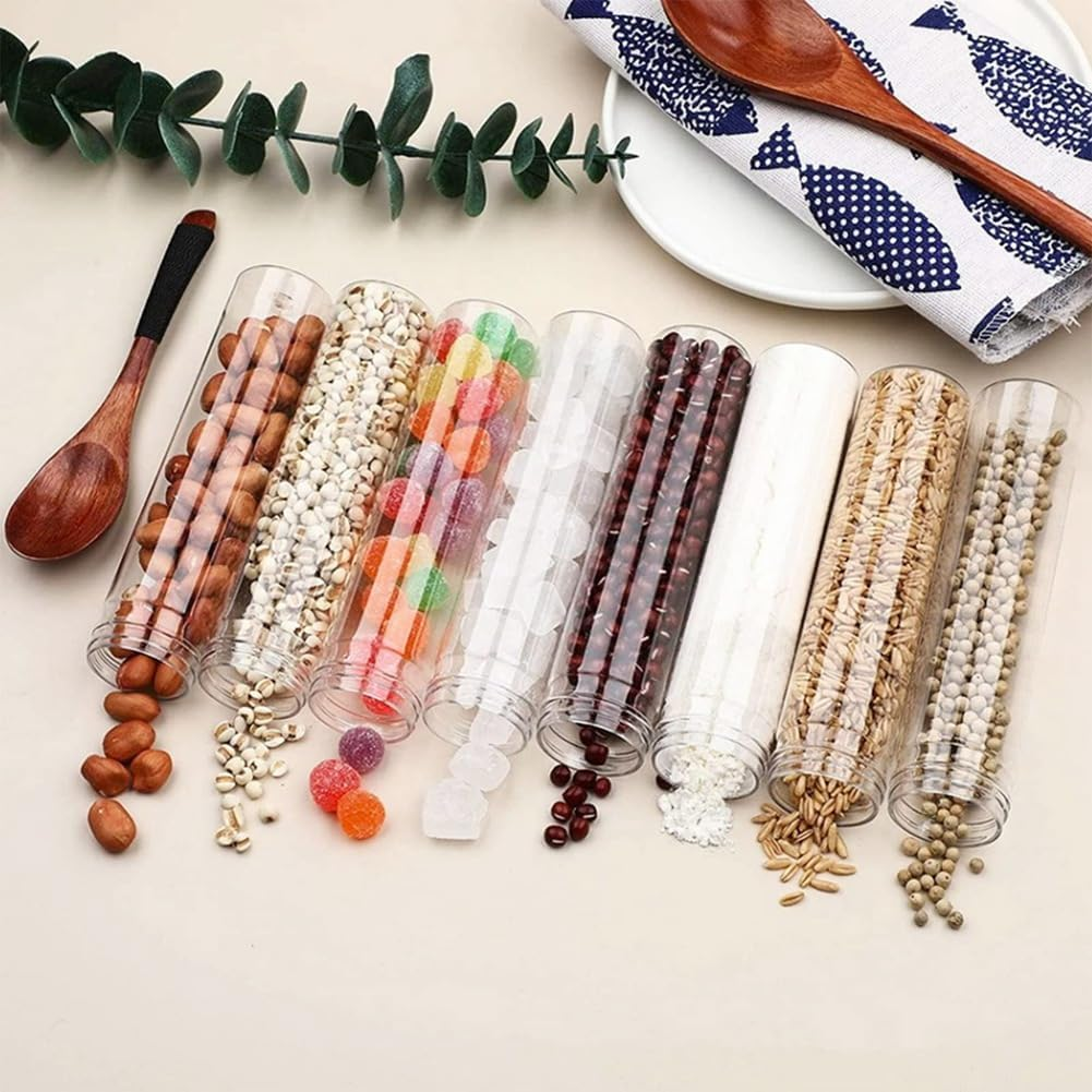 Ysyaxsyt 24 Pcs 110Ml Test Tubes,Clear Plastic Test Tubes with Caps,Flat-Bottomed Bath Salt Containers for Candy,Gumball Candy image number 1