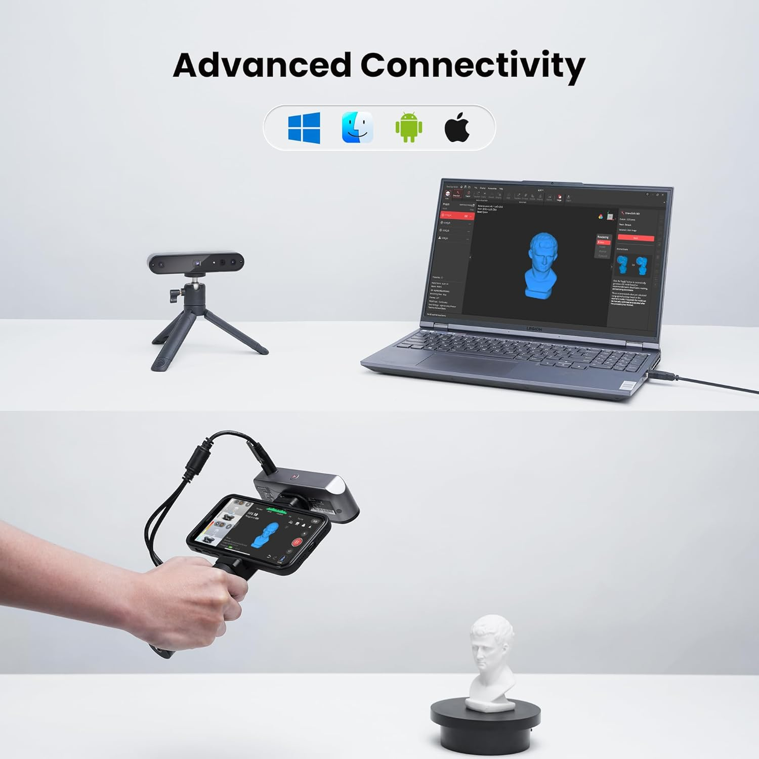 Revopoint Inspire 3D Scanner for 3D Printing Handheld, 3D Printer Scanner, up to 18FPS Scanning Speed, Full Color 3D Model Scanning, Compatible with Android/Ios/Mac/Win image number 4