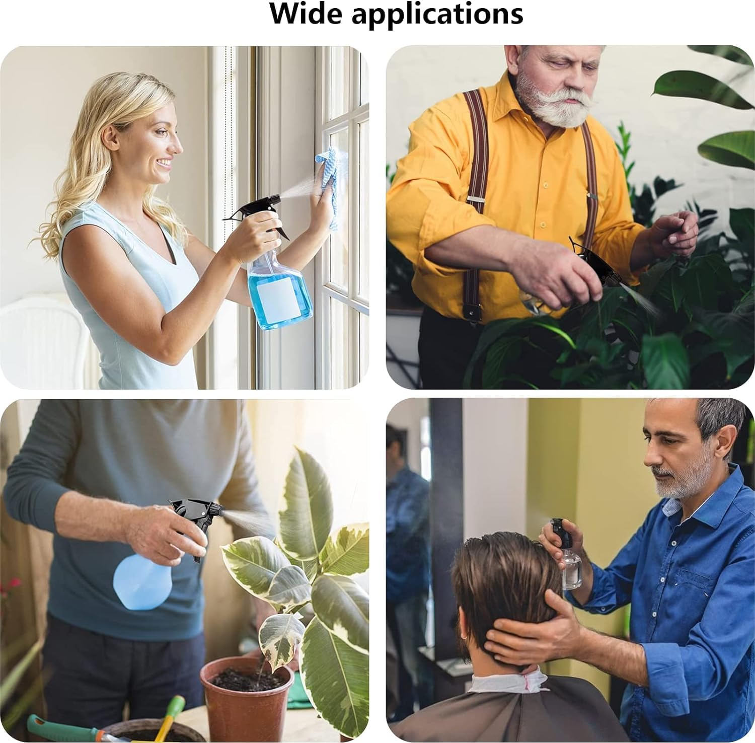 WADY 6Pcs Replacement Sprayers, Plastic Spray Bottle Nozzle, Adjustable Water Bottle Spray Trigger (Black) - Black image number 5