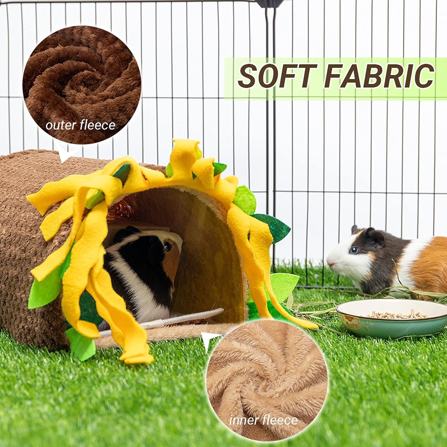 Guinea Pig Tunnel House - Small Animal Hideout Tube Cage House for Hamster Rat Mice Parrot Chinchilla Hedgehog Flying Squirrel - Playing Sleeping Resting Fleece Warm Bed Plush Nest Habitats image number 4