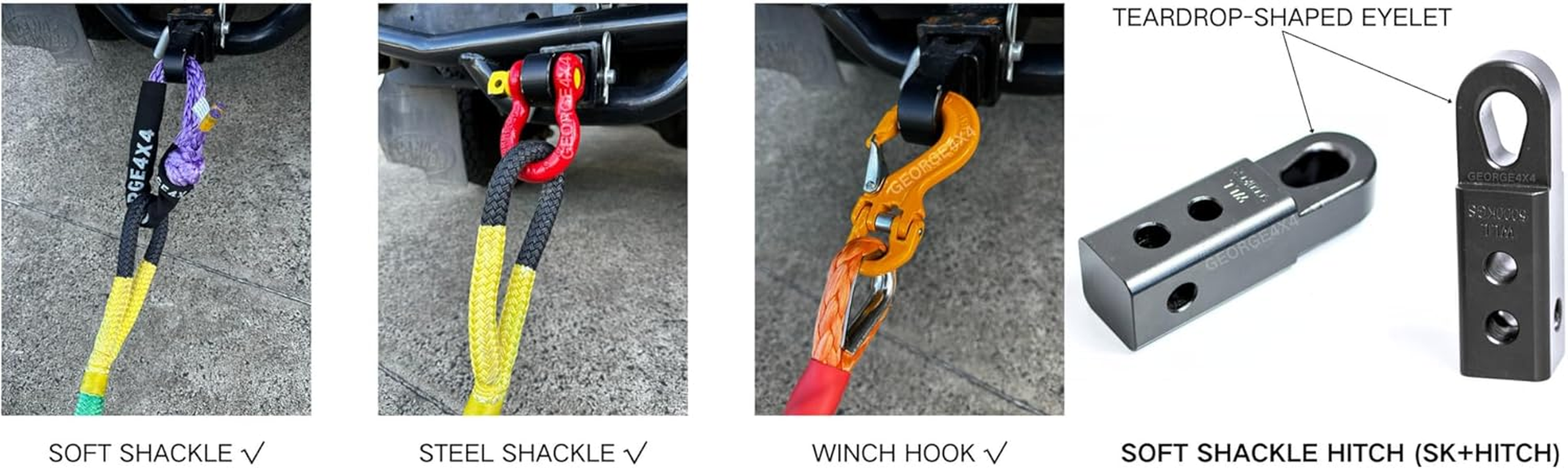 SK+ Soft Shackle Tow Bar Hitch Shackle Receiver RED Block George4X4 Alloy 4X4 Accessories 4WD Recovery