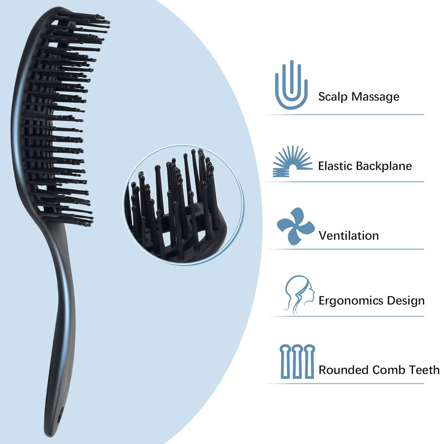 Vinabo Hair Brush, Hair Brush, No Pulling, Detangling Brush, Curls & Long Hair Hair Brush for Wet and Dry Hair, Detangling Massage Brush for Women/Men/Children image number 5