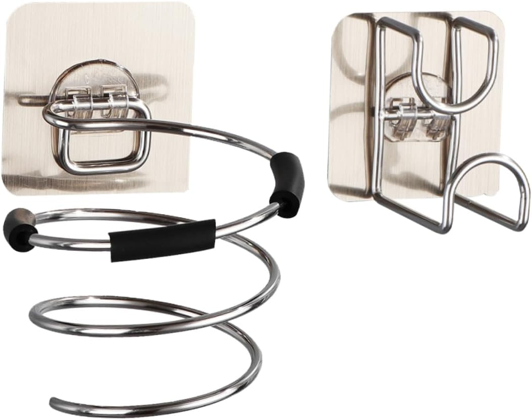 ERINGOGO No-Drilling Stainless Steel Hairdryer Rack Holder Wall-Mounted Hair Dryer Stand Space-Saving Washbasin Rack image number 1