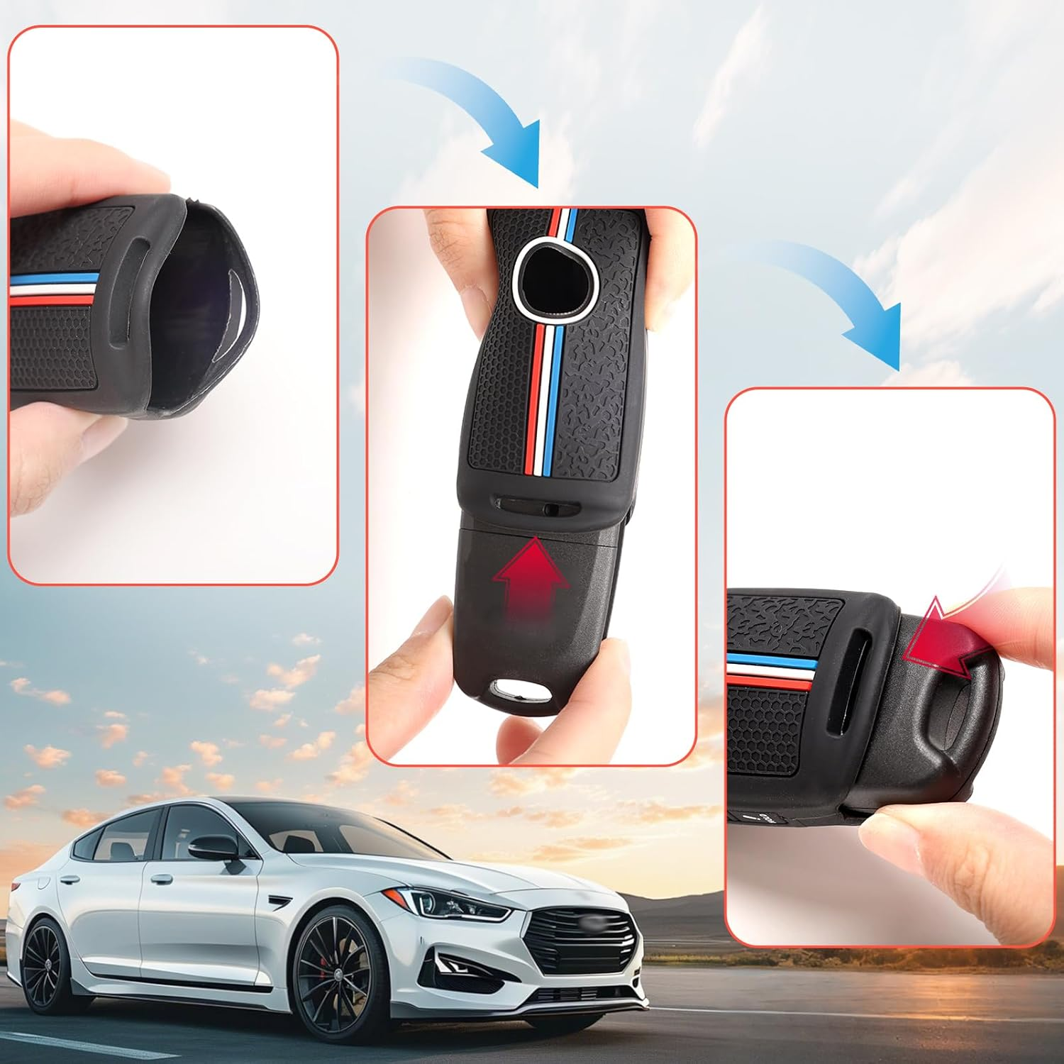 Fiohiros 2 Pack Silicone Smart Remote Car Key Fob Compatible with Mazda (2019-2023) 3 6 CX-30 CX-5 CX-9 CX-50 WAZSKE11D01 662F-SKE11D01 Car Key Cover Accessories image number 2