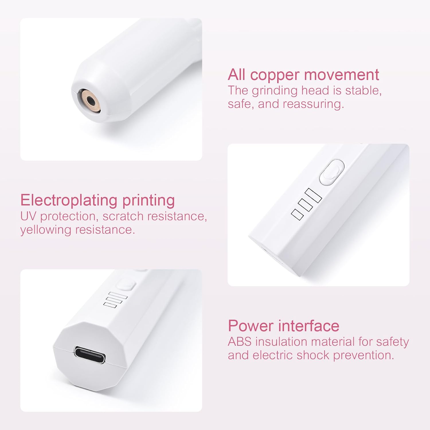 KADS Electric Nail Drill Machine Portable Electric Nail File Polishing Kit for Acrylic Gel Nails with Nail Drill Bits Sanding Bands Manicure Pedicure Efile Tool for Home Salon Design Nails (Pink) - White image number 3