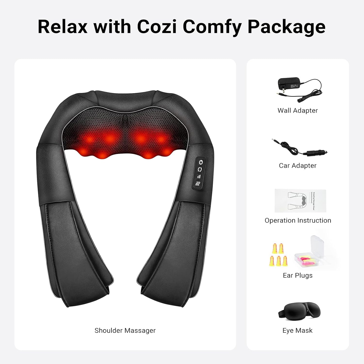 COZI Neck and Back Massager with Heat, Electric Deep Tissue 4D Kneading Massage for Shoulder, Leg, Body Muscle Pain Relief, Home, Office, and Car Use, Gifts for Christmas Friend Dad Mom Men Women image number 4