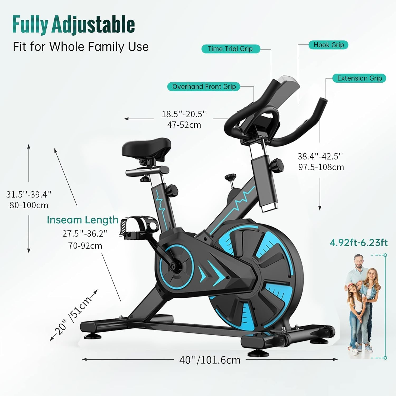 Exercise Bike, Adjustable Resistance Silent Belt Drive, Indoor Cycling Bike for Home Cardio Gym, Fitness Stationary Bike Machine with 300Lbs Weight Capacity &Upgraded Version Seat image number 1